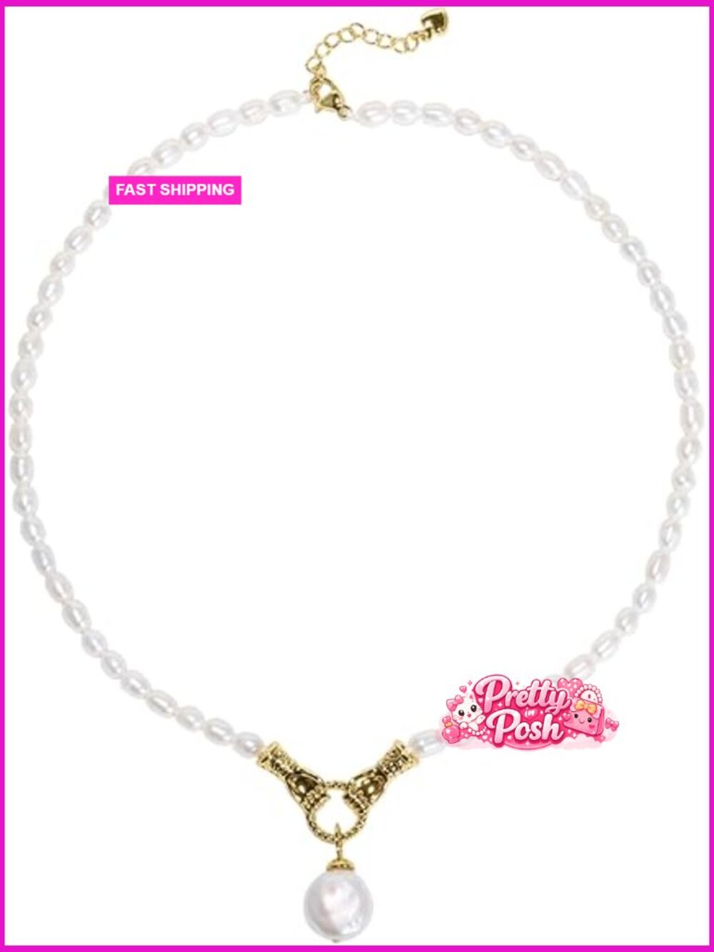 Sterling Silver Freshwater Pearl Strand Necklace Baroque Style